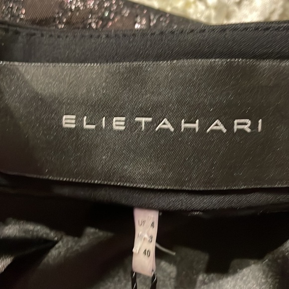 ELIE TAHARI Tessa jacket wool metallic black shinny snap front down scoop neck 4 - Picture 6 of 17